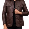 5-Button Men Lambskin Leather Blazer