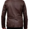 5-Button Men Lambskin Leather Blazer-Brown