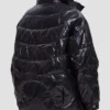 Black High collar puffer jacket back