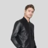 Bomber Black Leather Jacket