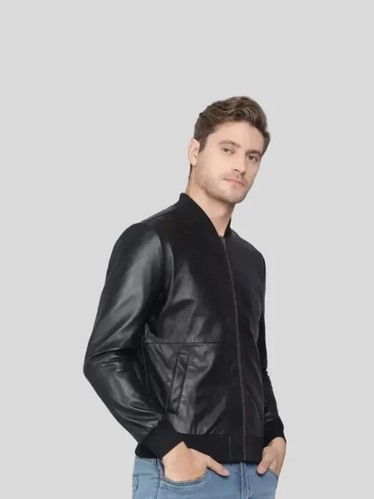 Bomber Black Leather Jacket