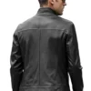 Cafe racer black leather jacket