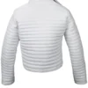 Causal Woman White Leather Puffer Jacket