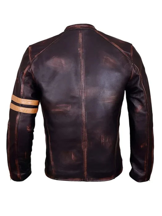 Finn Men’s Brown Distressed Vintage Leather Racer Jacket