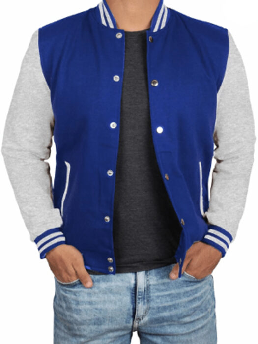 Grey and Royal Blue Varsity Jacket