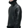 Men Aviator Black Leather Jacket