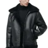 Men Aviator Leather Black Jacket