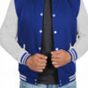 Men Grey and Royal Blue Varsity Jacket