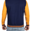 Men Navy Blue and Yellow Varsity Jacket