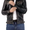 Men Style Café Racer Leather Jacket