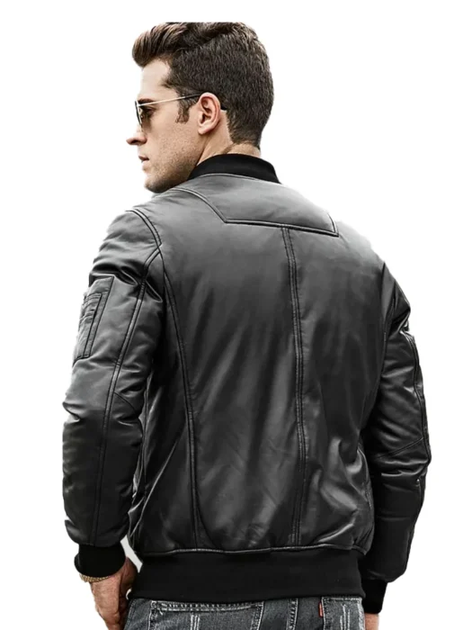 Men’s Black Bomber Leather Jacket