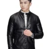 Men’s Black Cafe Racer Leather Jacket