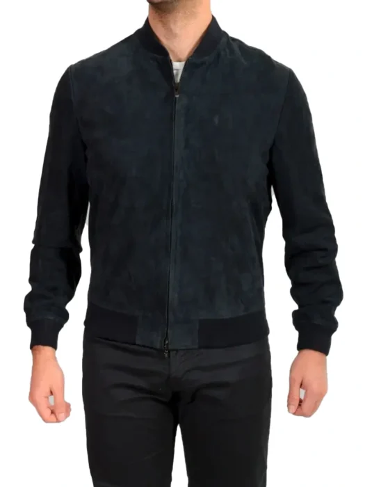 Men’s Blue Bomber Leather Jacket