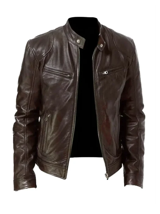 Mens Brown Biker Leather Jacket