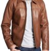 Mens Distressed Biker Leather Jacket