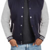 Mens Grey & Blue Varsity Jacket