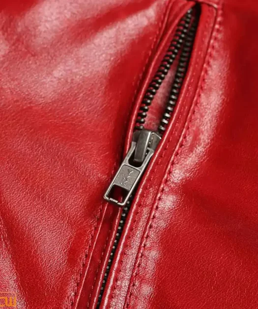 Mens Red Shearling Leather Jacket