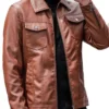 Men’s Shirt Collar Leather Jacket