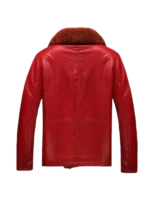 Men`s Stylish Red Leather Jacket