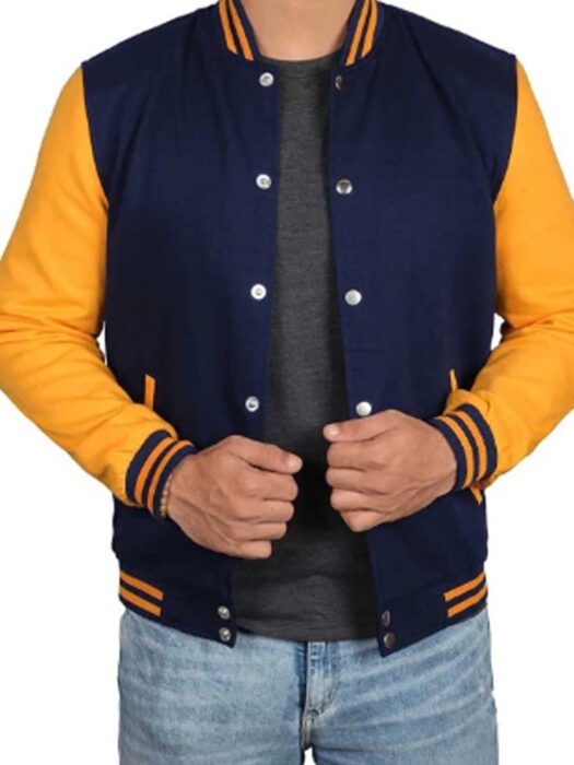 Navy Blue and Yellow Varsity Jacket