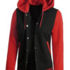 Red and Black Varsity Letterman Hooded Jacket
