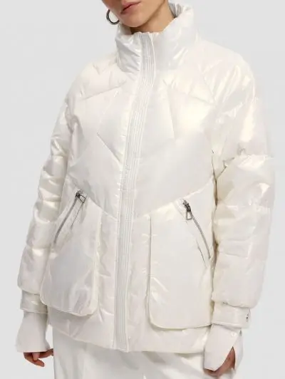 White high collar puffer jacket cover