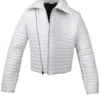 Woman Classic White Puffer Leather Jacket