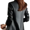 Women Black Single Button Leather Blazer