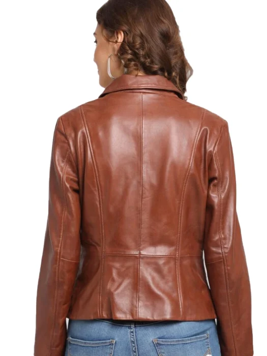 Women Brown Leather Blazer