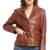 Women Dark Brown Leather Blazer