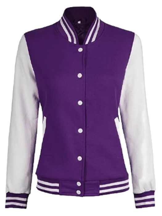 Women Purple and White Varsity Jacket