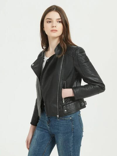 Womens-Black-Biker-Leather-Jacket-Side