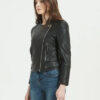 Womens-Black-Leather-Biker-Jacket-Side-Close