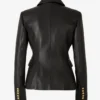 Womens Black Leather Blazer