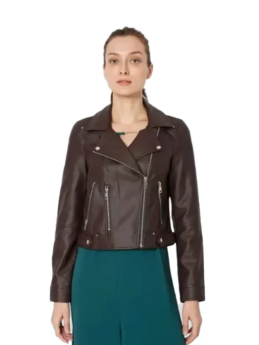 Womens Brown Biker Leather Jacket