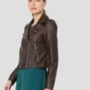 Womens Brown Leather Jacket Side