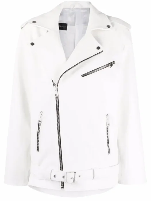 Womens Dad White Leather Jacket