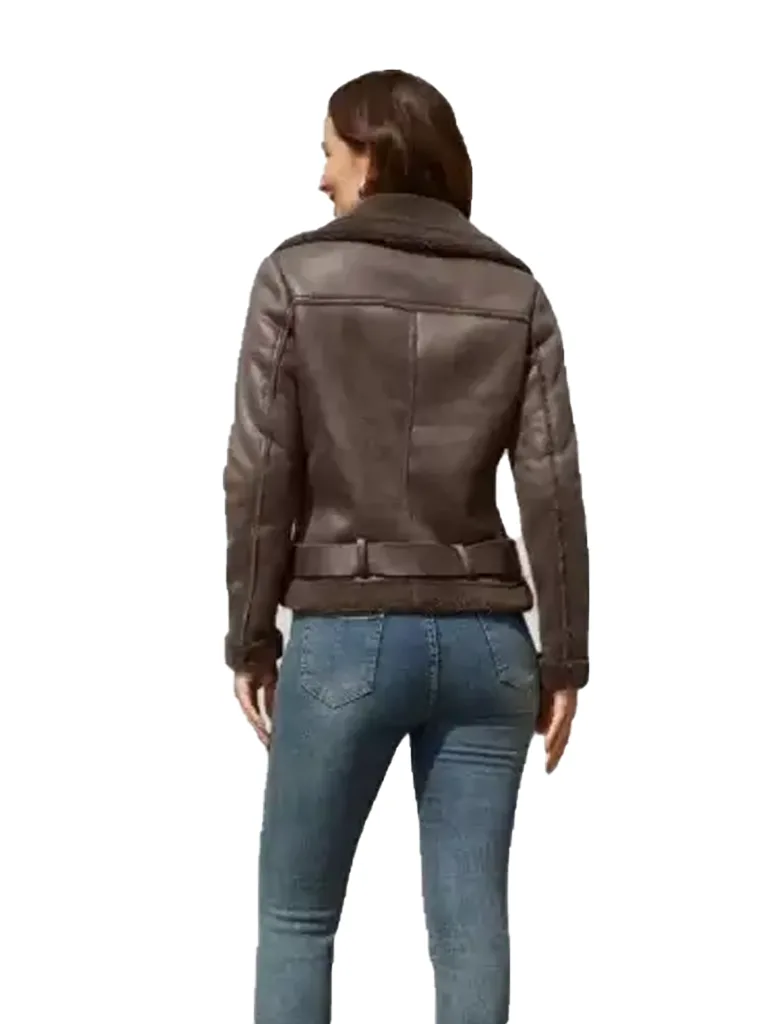 Womens Dark Brown Aviator Jacket