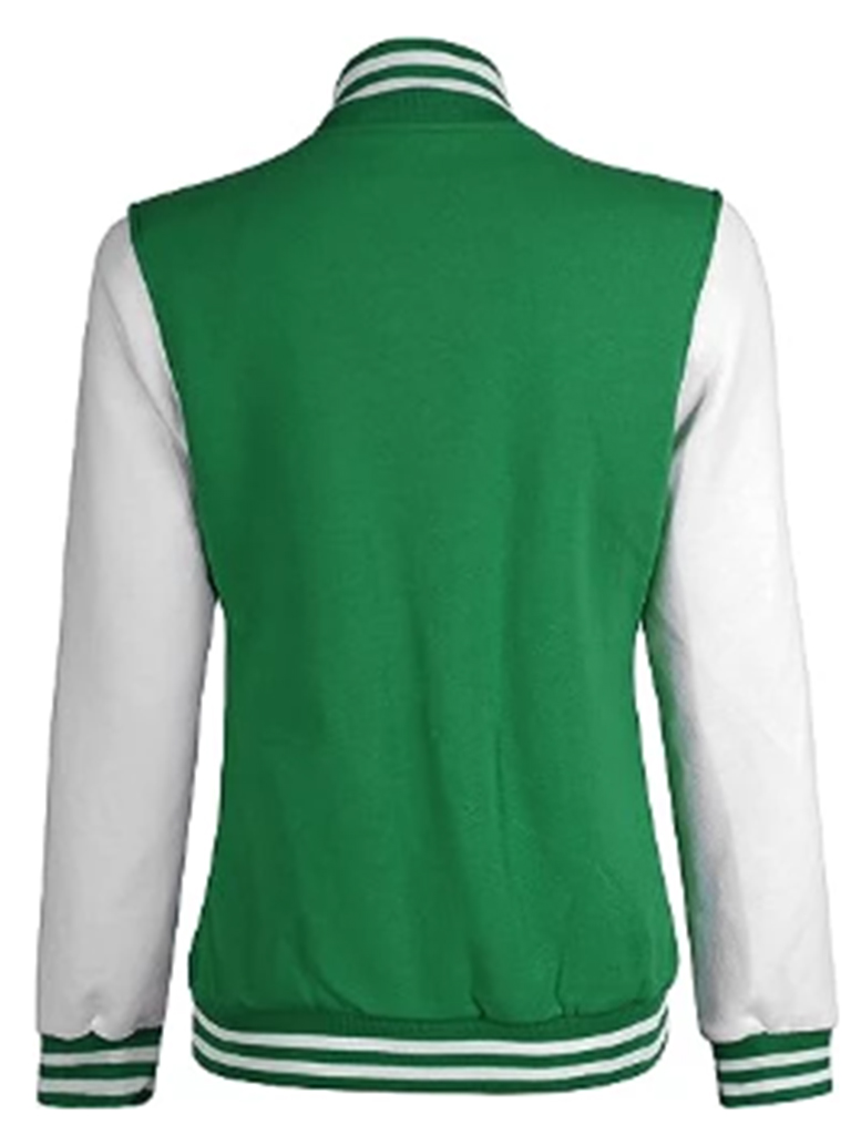 Women’s Green and White College Varsity Jacket