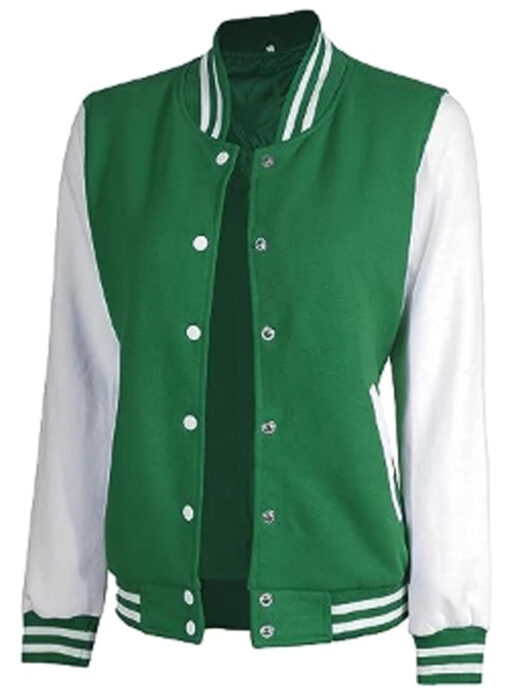 Women's Green and White Varsity Jacket