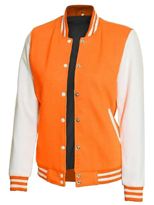 Women's Orange & White Varsity Jacket