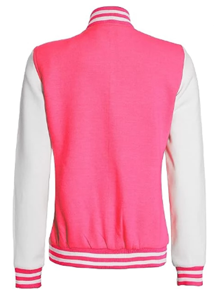Womens Pink and White varsity Jacket