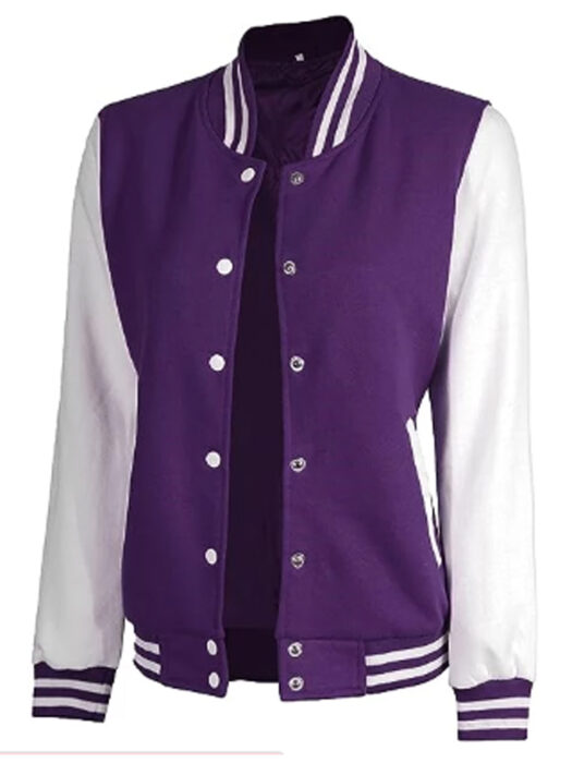 Womens Purple and White Varsity Jacket