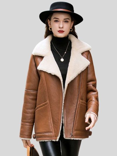 Women Aviator Leather Jacket