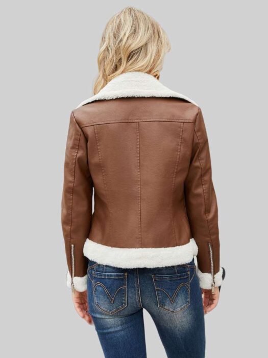 Women Tan Leather Jacket Back Charlton