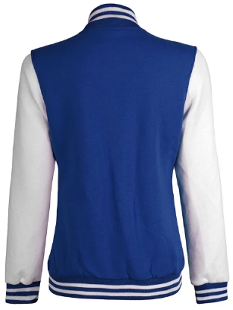 womens Blue and White Letterman Varsity Jacket