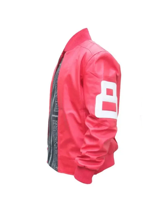 8 Ball Pink Bomber Leather Jacket For Men