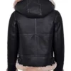 Aviator Black Leather Fur Jacket