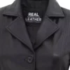 Black Leather Blazer Jacket for Women