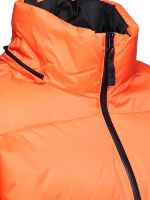 Classic Orange Hooded Mens Winter Puffer Jacket